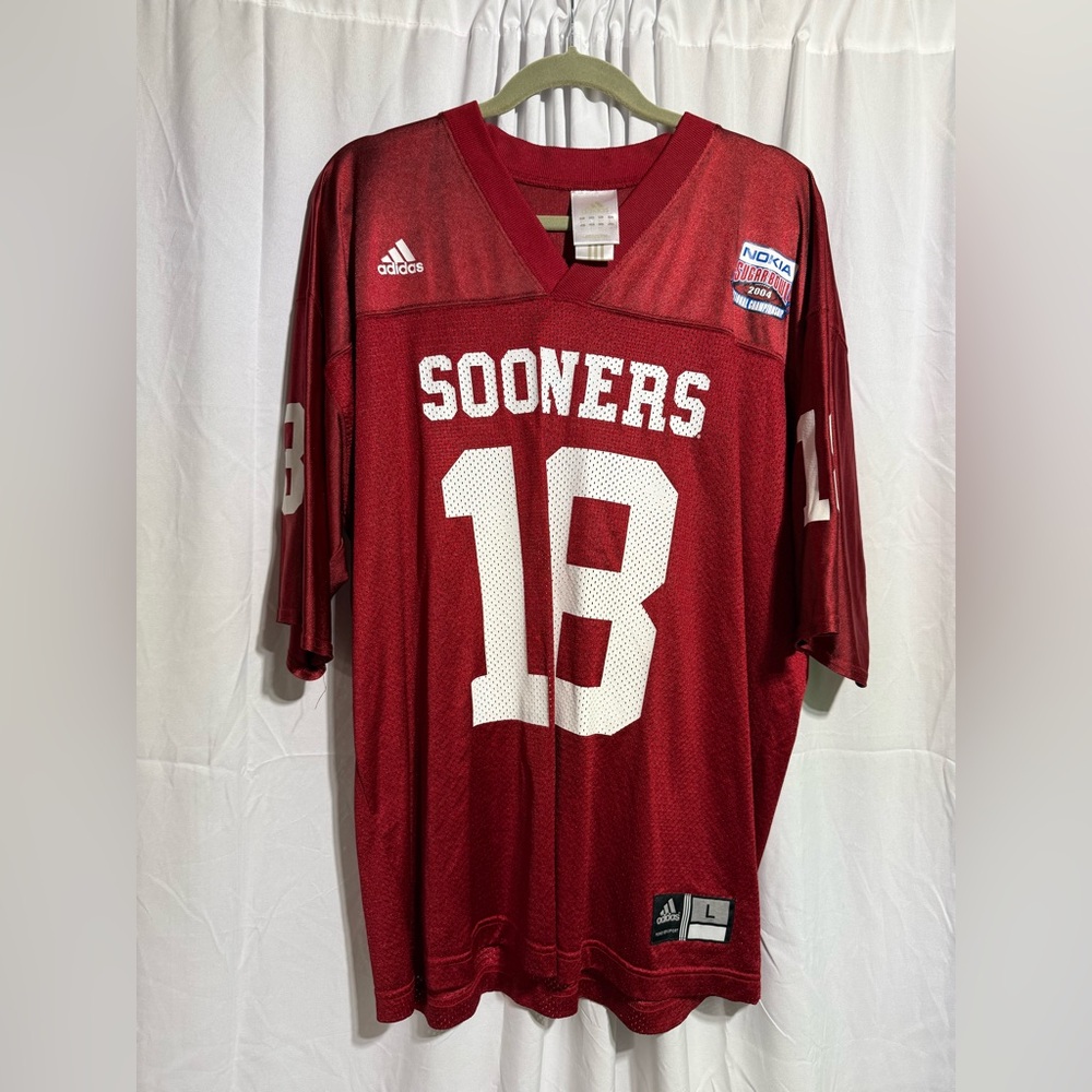 Adidas Oklahoma Sooners #18 Sugar Bowl 2004 football jersey sz Lg (C1Za)